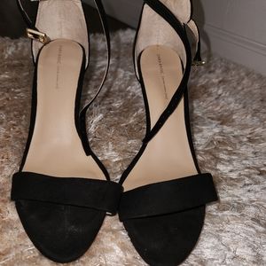 Zara suede ankle stap with gold heel